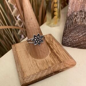 Lotus Flower Double Band Sterling Silver Ring